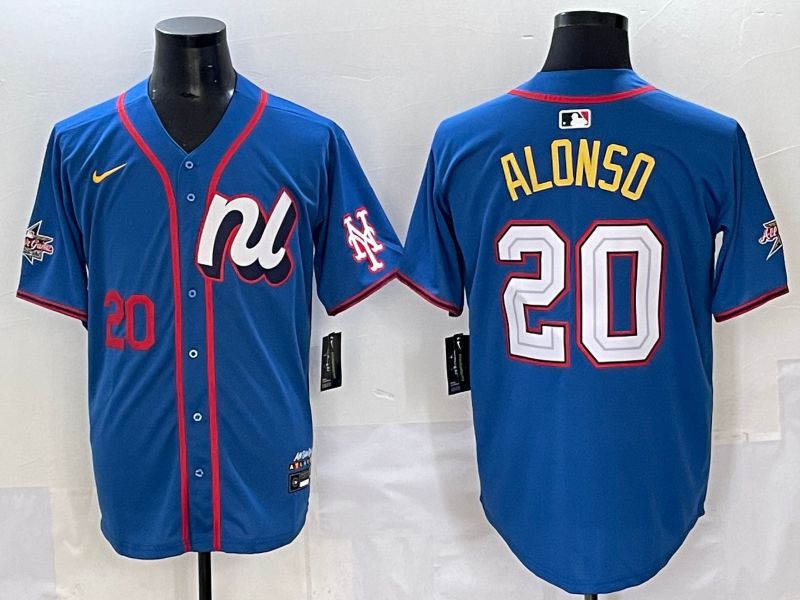 Men 2025 New York Mets #20 Alonso Blue All star Nike MLB Jersey style 3